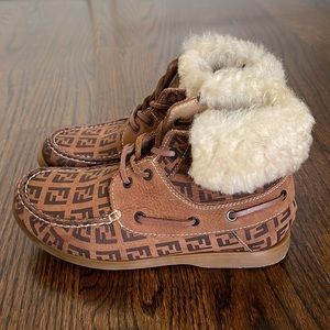 Fendi Shearling Suede Booties - European Sz 31/ US Size Little Kid 13